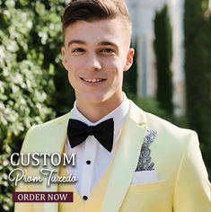 Meticulously handcrafted by our skilled artisans, this tuxedo suit showcases our commitment to impeccable craftsmanship. Yellow Tailored Suit For Semi-formal Occasions, Elegant Yellow Suits With Notch Lapel, Yellow Notch Lapel Elegant Suit, Elegant Yellow Notch Lapel Suits, Fitted Elegant Yellow Blazer, Yellow Fitted Elegant Blazer, Classic Yellow Suits For Semi-formal Occasions, Fitted Yellow Suit For Wedding, Fitted Yellow Wedding Suits