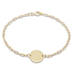 Share the sweetest sentiment with this engravable disc bracelet. 14K yellow gold The polished disc is centered on a paperclip chain Personalize with your message 7.25 inches; lobster clasp Disc Bracelet, Jared The Galleria Of Jewelry, Paper Clip, Fashion Bracelets, Chain Bracelet, Lobster Clasp, Yellow Gold, Bracelet, Chain