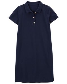 Crafted in a soft cotton blend and made to last, this polo dress is a must-have for everyday school wear. Plus is has short sleeves to keep her cool and functional buttons at the collar. Classic Short Sleeve Polo Dress, Casual Cotton Polo Dress For Work, Classic Short Sleeve Polo Dress For Work, Classic Collared Polo Dress For Work, Classic Polo Dress With Collared Neckline For Workwear, Classic Fitted Cotton Polo Dress, Fitted Cotton Collared Polo Dress, Casual Short Sleeve Polo Dress For Work, Classic Cotton Polo Dress For Summer