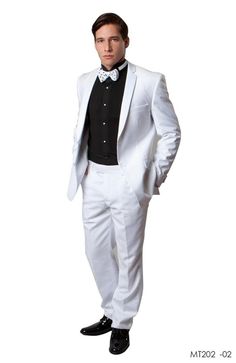 Bryan Michaels Men's 2pc Tuxedo - Satin Notch Lapel
2 Button Jacket
Single Breasted
2 Jacket Pockets
Flat Front Pants
Pant Satin Side Trim
Poly/Rayon
Dry Clean Only
Imported
All sizes displayed are jacket sizes. All suits come with pants lined to the knee. All pant sizes will be 6 inches smaller then the jacket size. For example a 42 jacket will come with a 36 waist pant. All pants will be unhemmed at the bottom. White Prom Suit, Tuxedo With Tails, Suit Stores, Prom Tuxedo, Slim Fit Tuxedo, White Tuxedo, Prom Suits, Flat Front Pants, Tuxedo Suit