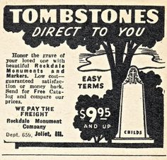 an advertisement for tombstonetones direct to you from the early 1950's or early 1960s's