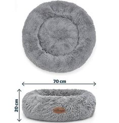 an image of a dog bed with measurements for the top and bottom side, including the size