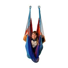 Therapy Hammock Swing - Sensory Swing - Rainbow – DreamGYM Net Therapy, Rope Hammock Chair, Indoor Jungle Gym, Playground Accessories, Home Therapy, Sensory Swing, Sensory Therapy, Rope Hammock, Indoor Swing