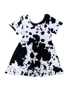 Embrace the farmyard chic with our Cow You Doin' Girls Black & White Cow Print Dress! This charming ensemble features a classic black and white cow print adorned with sweet pink bows on the back. With its comfortable fit and adorable design, it's perfect for everyday wear or special occasions. Let her show off her playful style with this moo-tiful dress! And be sure to check out our other must have new arrivals. INCLUDES: Dress FIT: This item is true to size FABRIC & CARE: Cotton/poly blend Mach Playful Black Summer Dress, Playful Black Cotton Dress, Cow Print Dress, Black And White Cow Print, Woman Costumes, White Cow Print, Black And White Cow, Playful Style, White Cow