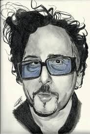 a pencil drawing of a man with glasses and curly hair, looking at the camera