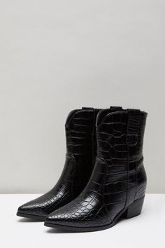 Alexis Croc Detail Western Boots Croc Leather, Oversized Coat, Quick Delivery, Western Boots, Leather Upper, Everyday Wear, Ankle Boots, Buy Online, Shop Now