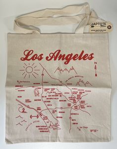 the los angeles map is printed on a tote bag