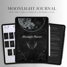 the moonlight journal with tarot cards in 4 different styles