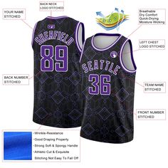 Represent your distinct look with this custom basketball jersey from our web. It boasts stitched tackle twill name & number and classic trims along with moisture-wicking technology for added comfort. Features: 1. Material: 100% Recycled Polyester 2. Stitched team or player name and numbers 3. Fit: Jerseys have an athletic cut. For a looser fit, we recommend ordering one size larger than you normally wear 4. Moisture-wicking fabric has spongy handle, good draping property and elasticity as well as good dimensional stability and wrinkle-resistance 5. Breathable & Quick-Drying; Exquisite stitching not easy to fall off 6. Round neck, Lined mesh fabric 7. Rib-knit trim around neck and armholes 8. Machine wash, Do Not Tumble Dry 9. Tagless Collar 10. Manufacturer Direct Item 11. Imported 12. Non Black Sublimation Design With Team Name For Basketball, Black Sleeveless Team Spirit Jersey, Black Sleeveless Jersey For Team Spirit, Black Sleeveless Basketball Jersey, Breathable Collegiate Basketball Jersey, Black Breathable Basketball Jersey, Black Breathable Sleeveless Jersey, Black Sleeveless Breathable Jersey, Black Varsity Jersey With Moisture-wicking