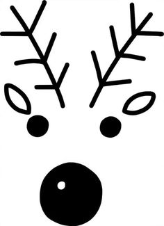 a black and white drawing of a reindeer's head