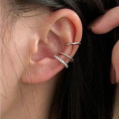 Nwt Silver Ear Cuff Set Of 3 Smoke Free Shed Free Home! Make An Offer And Bundle! Crystal Ear Cuff, Conch Hoop, Ear Crawler Earrings, Conch Earring, Cartilage Earrings Hoop, Wrap Earrings, Ear Ring, Fake Piercing, Silver Ear Cuff