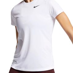 Women’s White Nike Legend Dri Fit T-Shirt. Size Xs. Worn Once, Brand New Condition! Basic Nike Tops For Workout, Basic White Nike Top, Basic Nike Crew Neck Top, Nike White T-shirt For Game Day, Nike White Cotton Shirt, Nike Basic Moisture-wicking Tops, Basic White Moisture-wicking Top, White Nike T-shirt For Workout, Nike White Sports Shirt