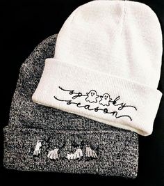 embroidered beanies Adjustable Beanie For Fall Streetwear, One Size Cotton Hat For Streetwear, One-size Cotton Hat For Streetwear, Trendy Fall Beanie Cap, White Hat For Fall Streetwear, Cotton Beanie Cap With Letter Print, Cotton Beanie With Letter Print, Casual Fitted Beanie For Fall, Casual Gray Beanie For Fall