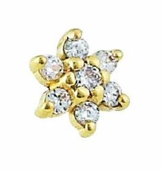 Flower Dermal Top 316L Surgical Steel (14G) (1 Piece) Dermal Jewelry, Body Gems, Gem Top, Flower Cluster, Nose Hoop, Flower Plates, Cz Stone, Gold Stars, 14kt Gold