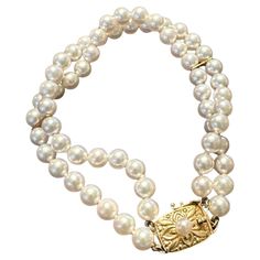 Authentic Mikimoto Estate Akoya Pearl Bracelet 7" 18k Gold 5.50 mm M391 This elegant Authentic Mikimoto Estate Japanese Akoya pearl bracelet is made of 18k gold and has Akoya Cultured Pearls. TRUSTED SELLER SINCE  2002 PLEASE SEE OUR HUNDREDS OF POSITIVE FEEDBACKS FROM OUR CLIENTS!! FREE SHIPPING DETAILS Fine Quality Japanese Akoya Pearl Measurements: 5.50 mm Approx. Length: 7 Inches Material: 18k Yellow Gold This Mikimoto pearl bracelet is the epitome of classic elegance and refined taste. As a Double Strand Pearl Necklace, Mikimoto Pearls, Akoya Pearls, Silver Pieces, Silk Thread, Cultured Pearls, Classic Elegance, Pearl Bracelet, Timeless Elegance