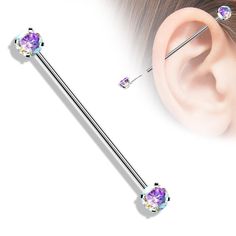 ✨Material: 316L Stainless Steel + Crystals✨Tarnish Free✨Thickness: 14g✨Length: 1 1/2"✨Threadless Fake Belly Piercing, Tongue Piercing Jewelry, Labret Studs, Industrial Piercing, Nose Stud, Piercing Jewelry, Prong Setting, Aurora, Cubic Zirconia