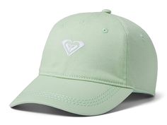 Roxy Kids Dear Believer Baseball Hat (Big Kids) - Caps : Pistachio Green : , Keep the game going with sporty and comfy Roxy Kids Dear Believer Baseball Hat. Six-panel J-shape construction. Eyelets for airflow. Curved bill. Adjustable back closure. Embroidered design on the front. 100% polyester. Spot clean. Imported. Measurements: Circumference: 20 3 4 in Girls Hats, Green Cap, Pistachio Green, Girl With Hat, Baseball Hat, Free Kids, Embroidered Design, Pistachio, Costume Design