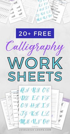 the 25 free calligraphy work sheets are on display