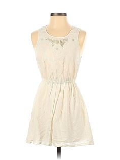 Forever 21 Casual Dress Size: Small Ivory Dresses - used. No Fabric Content, Keyhole, Short, Sleeveless | Forever 21 Casual Dress: Ivory Dresses - Used - Size Small Off White Sleeveless Mini Dress For Day Out, Off White Sleeveless Mini Dress For Spring, Off White Sleeveless Cotton Mini Dress, Cream Sleeveless Flowy Mini Dress, Fitted Sleeveless Sundress By Forever 21, Cream Sleeveless Sundress, Fitted Sleeveless Sundress From Forever 21, Forever 21 Sleeveless Spring Dress, Casual Sleeveless Cream Mini Dress