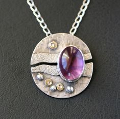 Amethyst Pendant Necklace, Handmade Silver Jewellery, Amethyst Necklace Pendant, Purple Jewelry, Work Jewelry