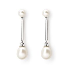 9ct White Gold Double Pearl Drop Earrings | Aspinal of London Luxury White Gold Drop Pearl Earrings, Refined White Gold Round Pearl Earrings, White Gold Drop Earrings For Formal Events, Luxury Drop Pearl Earrings For Formal Occasions, Luxury Drop Pearl Earrings For Formal Events, Refined White Gold Earrings For Formal Occasions, Classic White Gold Teardrop Earrings, Modern White Gold Jewelry With Pearl Drop, Modern White Gold Pearl Drop Jewelry