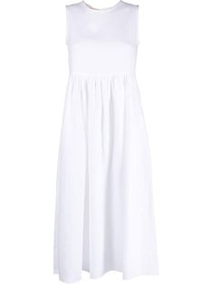 milk white linen/flax pleat detailing crew neck two front pouch pockets sleeveless straight hem Conscious: This item contains at least 50% low-impact materials, which are certified or widely recognised as having a lower environmental impact. White Pleated Knee-length Sleeveless Dress, Summer Midi Dress With Pleated Hem For Daywear, Summer Sleeveless Midi Dress With Pleated Hem, Sleeveless Summer Midi Dress With Pleated Hem, Summer A-line Sleeveless Dress With Pleated Hem, White Pleated Sleeveless Dress For Summer, Unlined A-line Linen Dress For Daywear, White Sleeveless Dress With French Seams, Summer Sleeveless Dress With Pleated Waist For Daywear