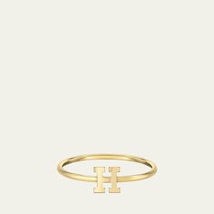 Zoe Lev Jewelry initial "A" ring 14-karat yellow gold Made in USA Initial A, Gold Initial, Bergdorf Goodman, Top Designers, Solid Gold, Made In Usa, Initials, Jewelry Rings, Tops Designs