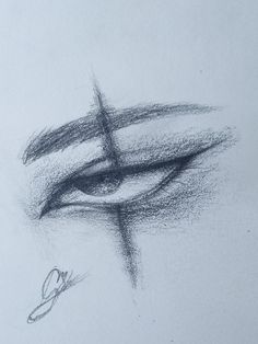 a pencil drawing of a cross on a white paper