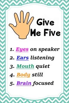 a poster with the words give me five