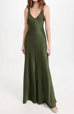 Free shipping and easy returns on L'Agence Clea Scoop Neck Slip Dress In Dark Moss. Who doesn't love a good maxi dress? This one you'll be reaching for season after season.Lightwei Moss Dress, Dark Green Bridesmaid Dress, Green Maxi, Column Dress, Silk Gown, Maxi Slip Dress, Satin Maxi Dress, Maxi Dress Green, Silk Charmeuse