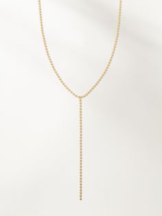 Ball Chain Lariat Necklace | Gold | Product Image | Uncommon James Necklaces Shop, Lariat Necklaces, Gold Ball Chain, Uncommon James, Lariat Necklace Silver, Necklace Stack, Gold Lariat Necklace, Layering Necklaces, Y Necklace