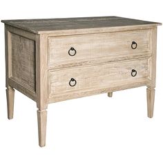 a white dresser with two drawers on one side and an open drawer on the other