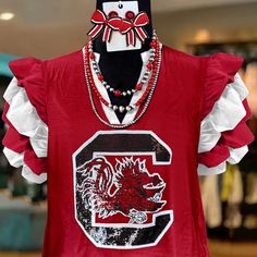 Sparkling South Carolina Gamecocks Sequined Top Casual Crew Neck T-shirt With Sequins, Casual Sequin Tops For Fall, Fall Crew Neck Top With Contrast Sequin, Fall Contrast Sequin Crew Neck Top, Spring Crew Neck T-shirt With Sequins, Spring Sequins Crew Neck T-shirt, Spring Sequined Crew Neck T-shirt, Casual Fall T-shirt With Sequins, Casual Sequined T-shirt For Fall