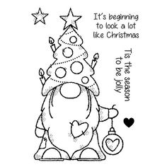 a christmas tree stamp with the words it's beginning to look a lot like christmas