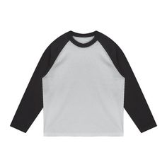 raglan long sleave. black and white. unisex. Black Tops With Contrast Color And Relaxed Fit, Black Relaxed Fit Top With Contrast Color, Gray Raglan Sleeve Top For Streetwear, Black Long Sleeve Sweatshirt With Contrast Color, White Long Sleeve Top With Contrast Color, Black Casual T-shirt With Striped Sleeves, Casual Contrast Long Sleeve Sweatshirt, White Long Sleeve T-shirt With Striped Sleeves, Casual Black T-shirt With Striped Sleeves