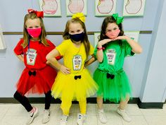 3 Sibling Halloween Costumes, Family Of Four Halloween Costumes, Costumes For Sisters, Halloween Costumes For Sisters, Toddler Girl Halloween Costume, Mustard Relish, Mustard Outfits, Sibling Halloween Costumes