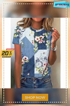 Women's T Shirt Tee Rainbow Floral Patchwork Print Short Sleeve Casual Daily Basic Round Neck Regular S Spring Crew Neck Blouse With Splicing, Short Sleeve Tops With Floral Patchwork For Summer, Casual Short Sleeve Top With Floral Patchwork, Casual Short Sleeve Blouse With Splicing, Casual Short Sleeve Spliced Blouse, Casual Multicolor Tops With Floral Patchwork, Casual Crew Neck Blouse With Splicing, Casual White Tops With Floral Patchwork, Floral Patchwork Short Sleeve Tops For Summer