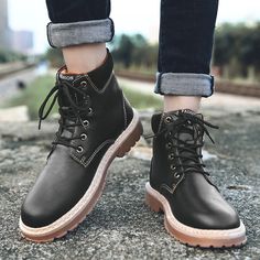 Product category: Martin bootsUpper material: artificial PuSole material: RubberHeel height: low heel (1-3cm)Heel shape: wedge heelSole technology: injection shoesColor: black, gray, brownSize: 39,40,41,42,43,44 Leather Lace-up Martin Boots With Rubber Sole, Rugged Ankle-high Martin Boots With Reinforced Toe, Casual Leather Martin Boots With Leather Sole, Casual Leather Martin Boots With Flat Heel, Faux Leather Chelsea Boots With Round Toe, Casual Leather Lace-up Boots With Flat Heel, Fall Outdoor Martin Boots In Faux Leather, Fall Outdoor Faux Leather Martin Boots, Leather Martin Boots With Reinforced Toe For Outdoor Activities