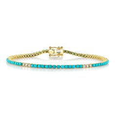 Composite Turquoise Bracelet with Diamonds by Shy Creation | Diamond Cellar Turquoise Bracelet Gold, Tennis Bracelet Gold, Gold Arm Band, Bracelet Tennis, Birthday Bracelet, Gold Armband, Gold Art Deco, Wedding Jewelry Bracelets, Deco Vintage