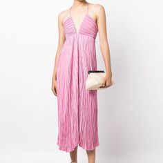 Beautiful A.L.C. Pink Angelina Pleated Midi-Dress Nwt Size 2! Feminine Pleated Gala Dress, Feminine Pleated Dress For Gala, Spring Gala Pleated Midi Dress, Spring Gala Midi-length Pleated Dress, Pleated Midi Dress For Dinner, Pink Pleated Bodice Dress For Date Night, Feminine Pleated Maxi Dress For Cocktail, Pink Pleated Midi Dress For Evening, Pink Pleated Evening Dress For Spring