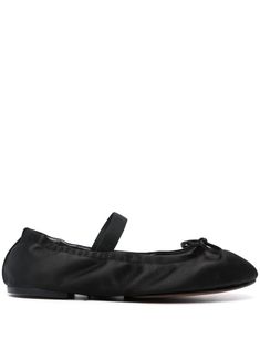 satin-finish leather ballerinas from POLO RALPH LAUREN featuring calf leather, satin finish, tonal stitching, signature Polo Pony motif, bow detailing, elasticated strap, round toe, branded insole, flat leather sole and jet black. Ralph Lauren Black Slippers, Polo Ralph Lauren Shoes, Polo Pony, Black Polo, Ralph Lauren Shoes, Ballerina Shoes, Jet Black, Black Satin, Satin Finish