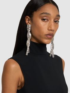 Find ALESSANDRA RICH Crystal Braid Long Earrings on Editorialist. Silver-colored brass. Glass. Post back closure Long Silver Earrings, Silver Statement Earrings, Glass Drop Earrings, Alessandra Rich, Rich Women, Long Drop Earrings, Stud Jewelry, Design Earrings, Watches Women Fashion