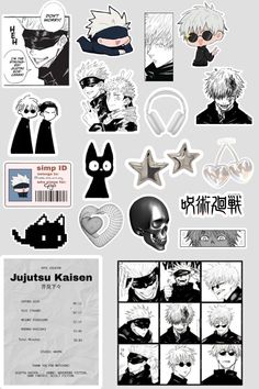 an assortment of anime stickers and decals