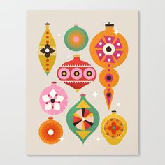 an art print with ornaments on it