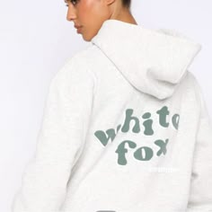 Grey/Green White Fox Hoodie, Green Writing, Fox Hoodie, White Fox Boutique, Hoodie Green, Workout Aesthetic, Boutique Tops, White Fox, Oversized Hoodie