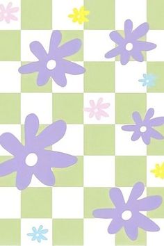 an image of flowers on a checkered background