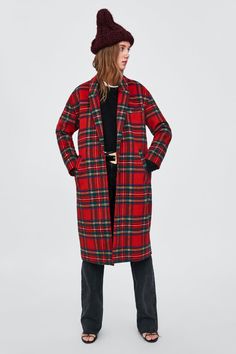 Jacket For Women Fashion, Red Plaid Coat, Autumn Outwear, Random Fashion, Female Tops, Long Winter Coats