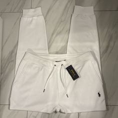 Men’s Polo Ralph Lauren Double Knit Sweatpants Price Is Firm At $110. Color: White Condition: 10/10 New W Tags White Joggers With Ribbed Cuffs, Ralph Lauren Pants, Lauren White, Double Knit, Pants Men, Double Knitting, Men's Polo, Polo Ralph, Mens Pants