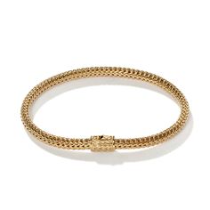 John Hardy Men's Classic Chain 5MM-11MM Bracelet in 18k Gold Yellow Gold Box Chain Bangle, Yellow Gold Bangle With Box Chain, Luxury Box Chain Bangle Jewelry, Formal Yellow Gold Jewelry With Interwoven Design, Luxury Yellow Gold Snake Chain Bracelets, Luxury Yellow Gold Snake Chain Bracelet, Classic Snake Chain Bracelet For Formal Occasions, Luxury Box Chain Bangle Bracelet, Flexible Yellow Gold Chain Bracelet