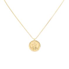 "For guidance and protection on all your journeys ahead" St. Christopher is the Patron Saint of travelers. Wear our Traveler's Coin Pendant for protection and piece of mind on all your journeys, big & small. Made with 925 recycled sterling silver and plated with fine 14k gold for a brilliant shine and luxurious feel. We finish all of our sterling silver jewelry with a specialized coating to help prevent tarnishing and add longevity to your favorite piece. Our chains measure 16" with a 3" extende Spiritual Recycled Gold Tarnish-resistant Jewelry, Spiritual Medallion Jewelry With Si Clarity, Sterling Silver Medallion For Blessing Occasion, Spiritual Good Luck Coin Pendant Jewelry, Everyday Spiritual Yellow Gold Charm Necklace, Silver Necklace With Coin Pendant In Recycled Gold, Spiritual Tarnish-resistant Round Pendant Charm Necklace, Gold Jewelry For Blessing Events, Sterling Silver Amulet Coin Necklace, Tarnish Resistant